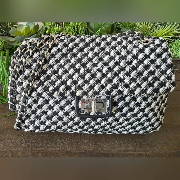 Karl Lagerfeld Tweed Houndstooth Shoulder/Crossbody Bag - Picture 14 of 14